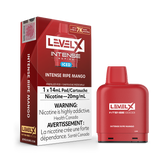 Buy now! INTENSE SERIES RIPE MANGO ICE BY LEVEL X Intense, ripe mango bursts with tropical essence, complemented by a refreshing rush of icy coolness.Introducing the Intense series by Level X – a groundbreaking hybrid pod vape that seamlessly merges the convenience of disposables with the simplicity of pre-filled pods.